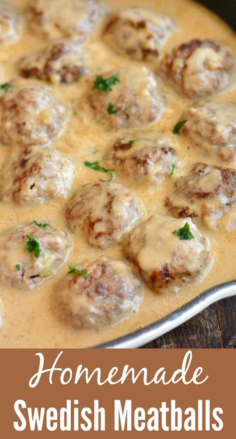 Juicy, tender, spiced Swedish Meatballs in a smooth and creamy brown gravy is the comfort food of your dreams. These homemade meatballs are easy to make and taste amazing. #meatballs #Swedish #gravy #creamsauce #groundbeef #groundpork Best Swedish Meatball Recipe, Homemade Swedish Meatballs, Swedish Meatball Recipe, Will Cook For Smiles, Meatballs And Gravy, Meatball Recipes Easy, How To Cook Meatballs, Hamburger Steak, Meatball Recipe