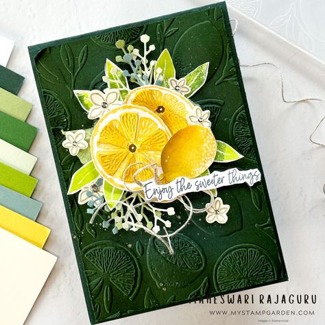 Su Sweet Citrus, Citrus Stamping, Sweet Citrus Stampin Up Cards, Lime And Lemon, Fruit Cards, Stampin Up 2023, Stampin Up Birthday, Stampin Up Birthday Cards, Handmade Thank You Cards