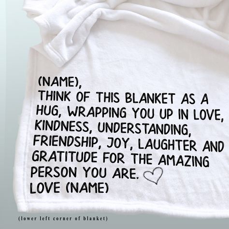 Blanket Ideas With Cricut, Hug Gift Ideas, Blanket Sayings, Rest Is Resistance, Words Of Friendship, Friends Massage, Blanket Tags, Friendship Blanket, Blanket Quotes