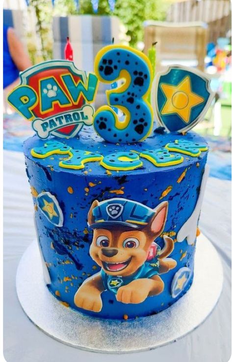 Chase From Paw Patrol Cake, Paw Patrol Lookout Cake, Paw Patrol Cakes For Boys, Pow Patrol Cakes, Cake Paw Patrol Boy, Paw Patrol Photo Shoot Ideas, Paw Patrol Cake Ideas Boys, Paw Patrol 3rd Birthday Party For Boy, Paw Patrol Pasta