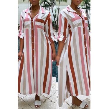 New_LovelyWholesale | Wholesale Shoes,Wholesale Clothing, Cheap Clothes,Cheap Shoes Online. - LovelyWholesale.com Striped Dresses, Ethno Style, Shirt Collar Styles, Korean Fashion Online, Split Maxi Dress, Striped Shirt Dress, Classy Casual Outfits, Spring Summer 2024, Trend Fashion