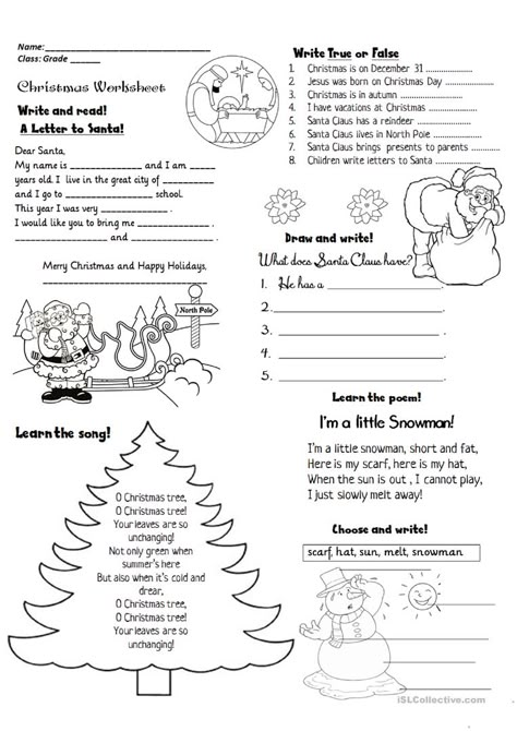 Christmas Activities - English ESL Worksheets for distance learning and physical classrooms Christmas Elementary, Christmas Worksheet, Classroom Christmas Activities, Activities Middle School, Christmas Teaching, English Christmas, Christmas Worksheets, Christmas Trivia, English Exercises