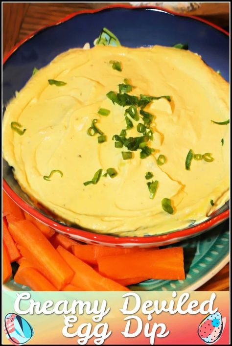 This creamy appetizer is a delicious way to use up your leftover boiled eggs from Easter. I love eating deviled eggs and I knew this tangy dip filled with all the flavors of my favorite appetizer would be a winner. Serve it at holidays, picnics, and potlucks this spring! Boiled Egg Appetizer, Deviled Eggs Dip, Recipes Using Boiled Eggs, Deviled Egg Dip Recipe, Deviled Egg Dip, Egg Dip, Awesome Appetizers, Best Appetizer, Easy Party Food