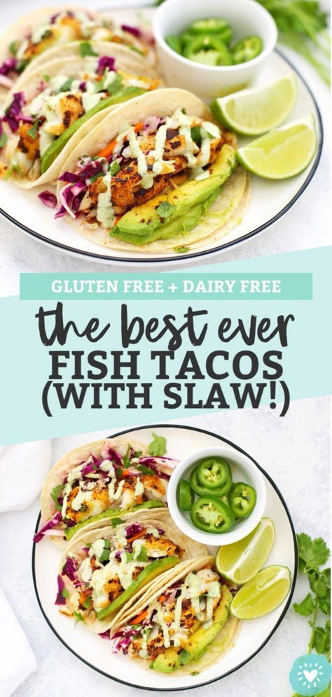 California Fish Tacos, Fish Tacos With Cabbage Slaw Dressing, Fish Tacos With Cabbage Slaw Easy, Fish Lunch Ideas, Coleslaw For Fish Tacos, Fish Tacos Gluten Free, Gluten Free Fish Tacos, Fish Tacos With Cabbage Slaw, Vegan Fish Tacos