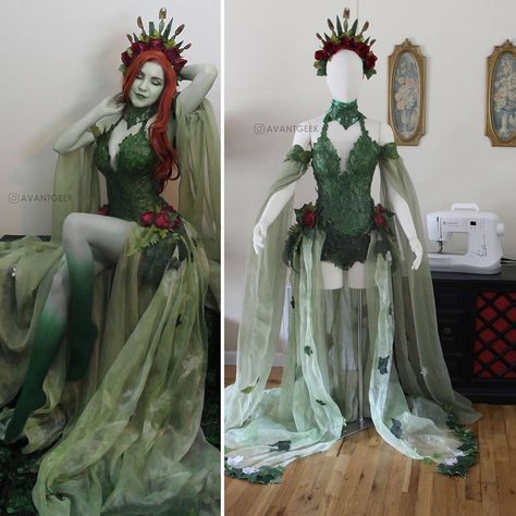 Poison Ivy Costume Kids, Poison Ivy Costume Diy, Poison Ivy Dress, Poison Ivy Halloween Costume, Dc Poison Ivy, Poison Ivy Costume, Ivy Cosplay, Ivy Costume, Poison Ivy Cosplay