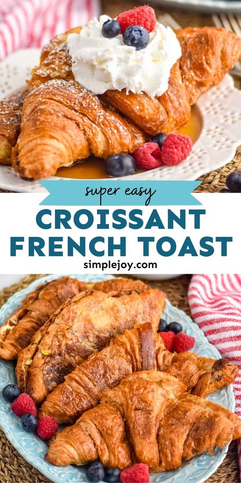 Croissant French Toast Bake, Croissant French Toast, Croissant Breakfast, French Toast Breakfast, Family Breakfast, French Toast Easy, French Toast Bake, French Toast Recipe, Clean Eats