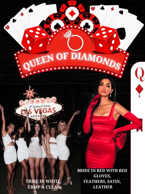 Casino Night Bachelorette Party, Queen Of Hearts Bachelorette Party, Slots And Shots Bachelorette, Vegas Wedding Theme Party, Bachelorette Party In Vegas, Vegas Themed Bachelorette Party, Red Bachelorette Party Outfit, Hens Themes, Alternative Bachelorette Party