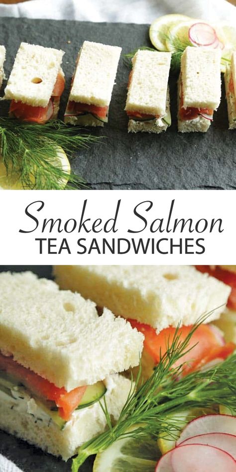 Smoked Salmon Tea Sandwiches, Salmon Tea Sandwiches, Herb Cream Cheese, Smoked Salmon Sandwich, Cream Cheese Sandwiches, Cucumber Tea Sandwiches, Tea Sandwich, Tea Party Sandwiches, Tea Sandwiches Recipes