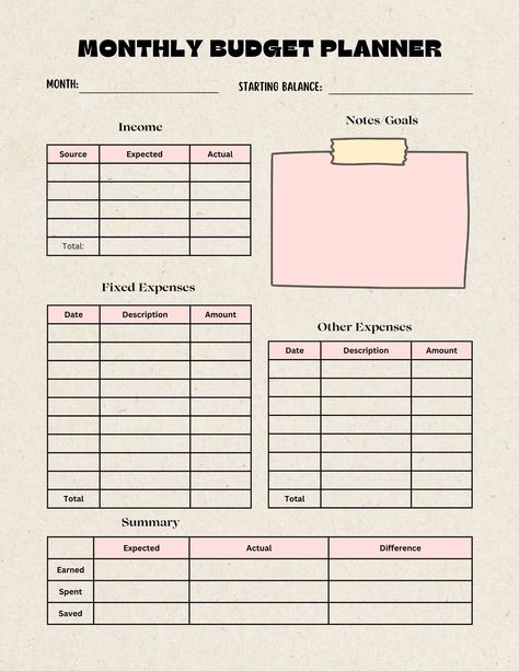 Digital Monthly Budget Tracker Template stylishplanner #plannerlayouts #plannerdividersprintablefree. Expenses Tracker Template, Financial Planning Templates, Monthly Expenses Template, Tablet Notes, Budget Tracker Template, Business Planner Printables, Fixed Expenses, Planner Monthly Layout, Monthly Budget Tracker