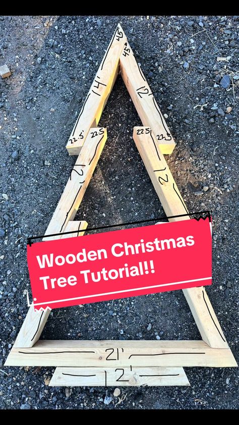 Christmas Wood Tree Ideas, Wooden Christmas Tree With Ornaments, Christmas Tree Made With 2x4, Simple Wood Christmas Tree, Wooden Porch Christmas Tree, 2x6 Wood Christmas Tree, Wooden Crafts For Christmas, Wood Tree Projects, Diy Small Wood Christmas Tree