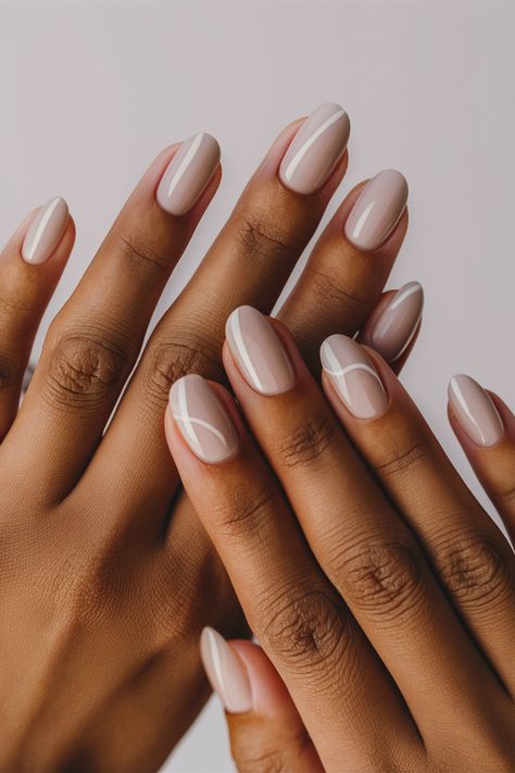 Elegant and Minimalistic Summer Nails Neutral Rounded Square Nails, Short Nail Designs Light Colors, White And Natural Nails, Bridesmaid Nail Art Ideas, Wedding Nails Simple Elegant, Neutral Nails Square Round, Simple And Chic Nails, Neutral Fall Nails Round, Nails Summer Elegant