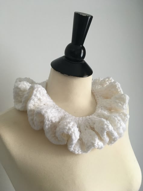 Clown Ruff Crochet Pattern Clown Ruffle Collar Crochet Pattern, Crochet Neck Ruffle, Clown Neck Ruffle Crochet, Clown Collar Crochet Pattern, How To Crochet A Collar, Clown Collar Crochet Pattern Free, Crochet Ruffle Collar, Clown Collar Pattern, Crochet Clown Accessories