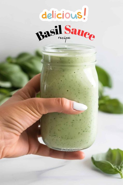 Make a delicious, creamy basil sauce in minutes! This vibrant recipe bursts with fresh basil, garlic, Parmesan, and a hint of lemon. Fresh Basil Sauce, Garlic Basil Sauce, Ideas For Fresh Basil, Basil Dipping Sauce, Creamy Basil Sauce, Creamy Basil Pesto Sauce, Healthy Basil Recipes, Fresh Basil Ideas, Recipes Using Basil