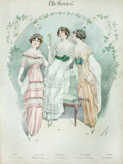 1913 Fashion, Edwardian Fashion Plates, 1910s Fashion, Mode Prints, Parisienne Chic, Fashion Illustration Vintage, 20th Century Fashion, Edwardian Dress, Edwardian Fashion