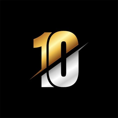 10 number luxury logo design template in... | Premium Vector #Freepik #vector #serif #3d-gold #number-10 #golden 10 Logo Design Number, 77 Logo Design Number, 10 Number Design Graphics, 10 Wallpaper Number, 10 Logo Number, 100 Number Logo, 10 Number Logo, Number 10 Design, 10 Logo