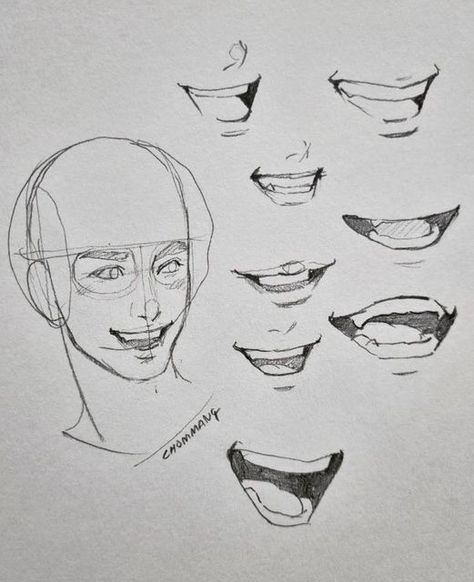 Choose Marker - One more practice + Smile mouth | Facebook Different Types Of Drawing Styles, Slight Smile Drawing, Simple Art References, How To Draw Smile, How To Draw Smiles, Composition Ideas Drawing, How To Draw A Smile, Drawing A Smile, Smiling Reference