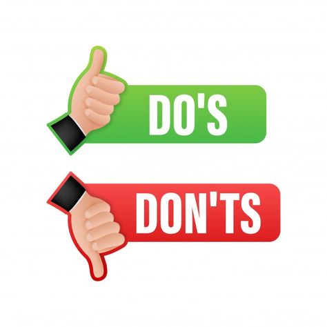 Dos and donts like thumbs up or down. fl... | Premium Vector #Freepik #vector #right #yes #correct #wrong Dos And Dont, Fathers Day Banner, Thumb Up, Hand Drawn Cards, Right And Wrong, Suit Pattern, Fathers Day Sale, White Stock, Cpr