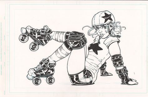 Roller Derby Art, Derby Games, Roller Derby Girls, Derby Girl, Roller Skaters, Skate Art, Roller Girl, Arte Inspo, Roller Derby