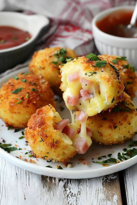 Potato Croquettes - Insanely Good Potato Croquettes Recipe, Recipe With Mozzarella, Potato Croquette Recipe, Buttery Potatoes, Savory Ham, Maple Glazed Carrots, Potato Filling, Croquettes Recipe, Boston Baked Beans