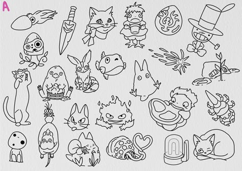 New flash! Designs starting at $50! Repeatable! Prices and booking info available in story/wanna-do highlight #ashevilletattoos #animetattoo #ghiblitattoos #studioghibli Disney Stick And Poke Tattoo, Small Haku Dragon Tattoo, Ghibli Flash Sheet, Studio Ghibli Tattoo Flash, Gibi Studio, Ghibli Tattoo Minimalist, Nausicaa Tattoo, Pokemon Flash Tattoo, Studio Ghibli Flash Tattoo