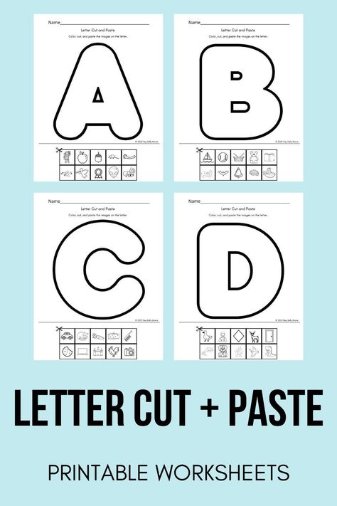 Free, Printable Letter Cut and Paste Worksheets - Hey Kelly Marie Letter Recognition Crafts, Free Letter Worksheets For Preschool, Alphabet Cut And Paste Letter Worksheets Free Printable, Letter Worksheets For Kindergarten, Letter Activities For Preschool Free Printable Alphabet Worksheets, Alphabet Letters To Print Free Printable, Letter Journaling, Letter I Activities For Preschool, Alphabet Recognition Activities