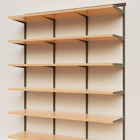 Elfa Décor 6' Basic Shelving Units for Anywhere | The Container Store Track Shelving, Shallow Pantry, Store Front Ideas, Elfa Shelving, Simplified Living, Shop Shelving, Shelving Display, Closet Shelving, King Arthur Baking