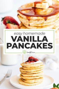 Sweet Pancake Recipe, Easy Homemade Breakfast, Vanilla Pancakes, Brunch Pancakes, Flavored Pancakes, Fluffy Pancake Recipe, Best Pancake Recipe, Pancakes From Scratch, Breakfast Platter