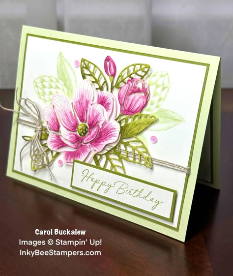 Stampin’ Up! Magnolia Mood Birthday Card for Amy’s Inkin Krew Team Blog Hop – Inky Bee Stampers Mood Birthday, Stampin Up Magnolia, Flower Magnolia, Mood Card, Card Making Templates, Magnolia Stamps, Hand Stamped Cards, March 2024, Christmas Cards To Make