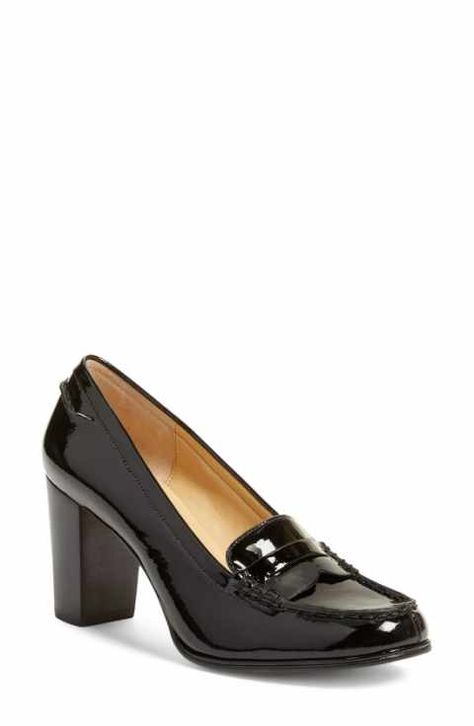 MICHAEL Michael Kors 'Bayville' Loafer Pump High Heel Loafers, Loafer Heels, Loafers Outfit, Shoes For Me, Work Formal, Patent Leather Loafers, Heels For Women, Patent Leather Heels, Gorgeous Shoes