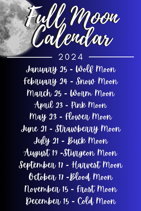 Full Moon Calendar 2024 Northern Hemisphere Full Moon Jan 2024, Full Moon Dates 2024, Full Moons Of 2024, Full Moon 2024, Moon Calendar 2024, Witch 101, Full Moon Calendar, Frost Moon, Book Of Shadows Ideas