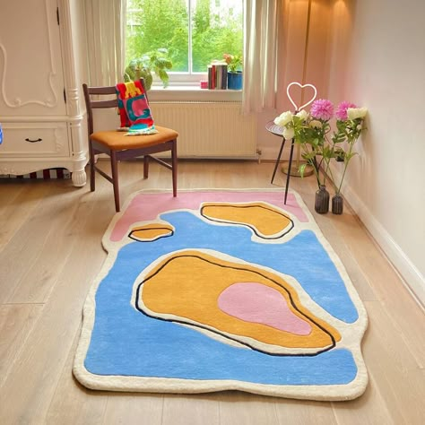 Handmade 'Don't Rug Yourself' Large Tufted Rug By Mother Rugger | notonthehighstreet.com Tufting Ideas, Calm Nursery, Funky Rugs, Rug Tufting, Hand Tufted Rug, Tufted Rugs, Woven Area Rug, Rug Ideas, Wool Handmade