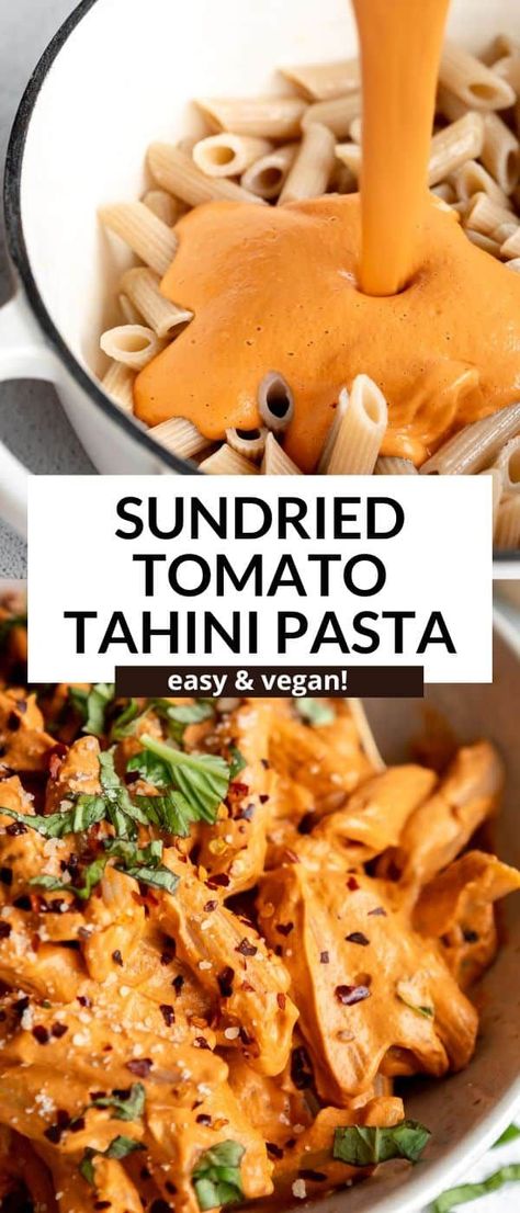 Tahini Pasta, Vegan Pasta Dish, Mapo Tofu, Nut Free Recipes, Vegan Pasta Recipes, Tasty Vegetarian Recipes, Think Food, Vegan Dinner Recipes, Vegan Recipes Healthy