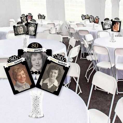 Big Dot of Happiness Adult 80th Birthday - Gold - Birthday Party Picture Centerpiece Sticks - Photo Table Toppers - 15 Pieces - Walmart.com 90th Birthday Party Ideas Centerpieces, 94th Birthday Party Ideas, Picture Centerpiece Ideas Birthday, 90 Birthday Party Ideas, Birthday Party Table Centerpieces, Picture Centerpieces, 90th Birthday Party Ideas, Photo Centerpieces, Paper Picture Frames