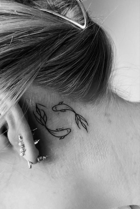 Fish Behind Ear Tattoo, Ear Tattoo Behind The, Small Behind The Ear Tattoo Ideas, Small Tattoos Behind The Ear, Back Of Ear Tattoo, Behind Ear Tattoos For Women, Tattoo Behind The Ear, Small Fish Tattoos, Behind The Ear Tattoo Ideas