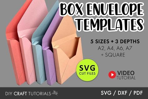 A7 Box Envelope SVG Bundle#boxenvelope #envelopetemplate #invitationsvg Cardstock Box Template, A6 Envelope Template Free, Cricut Envelope Template, Book Box Template, Kirigami Templates Printables, Gift Card Box Ideas, Envelope Box Card, Envelope Printing Template, Card Box Template