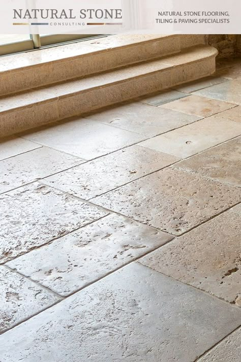 Flag Stone Flooring, European Flooring Ideas, Faux Stone Flooring, Tumbled Stone Floor, Travertine Stone Texture, Sandstone Floor, French Country Flooring, Modern Santa Fe Style, Stone Kitchen Floor