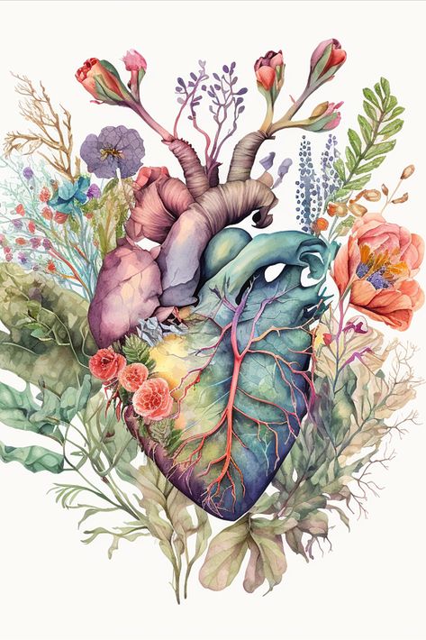 Sorozat létrehozása
Heart overgrown with flowers - anatomy floral botanical watercolor illustration Flower Anatomy, Anatomy Heart, Human Heart Anatomy, Anatomical Heart Art, Heart Anatomy, The Human Heart, Healing Vibes, Doctor's Office, Heart Illustration