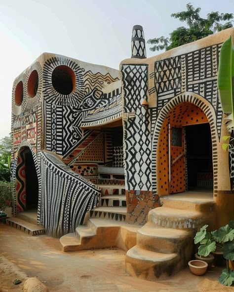 Celebrating the vibrant artistry and resilient spirit of the Gurunsi women, whose stunning paintings on their earth homes beautifully narrate stories of daily life and deep-rooted religion 🧑🏿‍🎨 Tiébélé, Burkina Faso 🇧🇫 . . . . . #africanarchitecture #africanarchitecturedesign #africanarchitecturematters #africanarchitectureanddesignmagazine #africanhistory #africa #designmidjourney #archfeed #midjourneyarchitecture #archgini #aidesign #ArchitectureandDesign #midjourneycommunity #AfricanAI #a... Tiebele Burkina Faso, Burkina Faso Architecture, Bar Bending Schedule, Stunning Paintings, Africa Architecture, Africa Culture, Futuristic House, African Interior Design, Engineering Notes