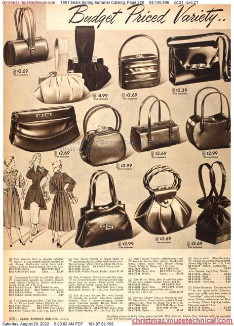 Vintage Bags 1950s, Bag Catalogue, Bag Ads, Vintage Catalog, Vintage Evening Bags, Fifties Fashion, Fashion Vocabulary, Vintage Handbag, Bags Vintage