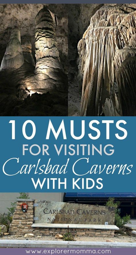 Do you enjoy trips to natural wonders as a family? Visit Carlsbad Caverns with kids and remember the 10 MUSTS that can make or break the trip. Carlsbad Caverns National Park, Carlsbad Caverns, Albuquerque New Mexico, Land Of Enchantment, Family Road Trips, Family Travel Destinations, Road Trip Hacks, Mexico Vacation, National Parks Trip