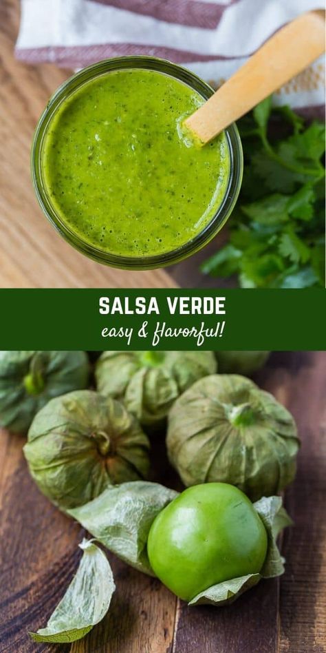 Literally translated "green sauce", homemade salsa verde is tangy, lightly spicy, and bursting with herbal flavor. So delicious, you'll want to eat it by the spoonful! Homemade Green Salsa, Whole30 Chili, Mexican Salsa Verde, Healthy Dressings, Make Salsa, Homemade Salsa Verde, Creamy Salsa, Salsa Verde Recipe, Vegan Party Food