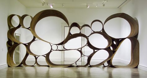 Art Installation Wall, Circles Sculpture, Circle Installation, Geometric Installation, Circle Sculpture, Reading Space, Steel Installation, Weathering Steel, Contemporary Abstract Art