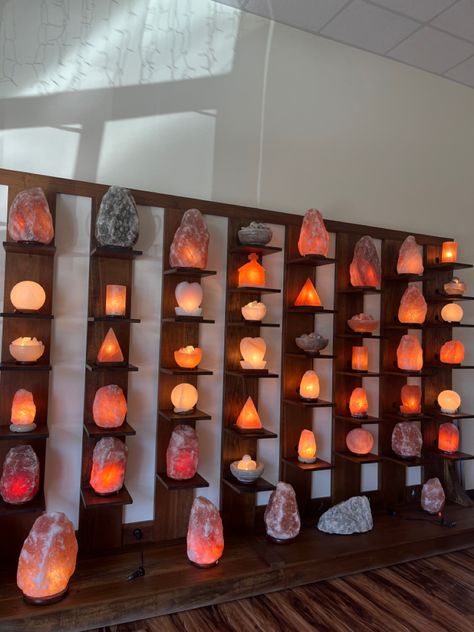 Cozy Dark Aesthetic, Backyard Yoga Studio, Backyard Yoga, Himalayan Salt Room, Salt Cave Spa, Cave Spa, Spiritual Baddie, Massage Room Decor, Massage Office