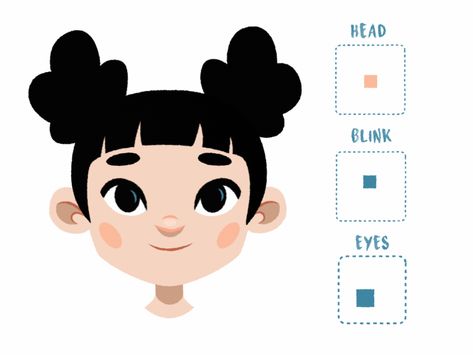 Preparing head rig for the big scene! 2d Rigged Character, Kite Animation, 2d Character Design Animation, Bold Illustration Style, Motion Design Illustration, Character Animation Gif, 2d Character Illustration, Character For Animation, Head Animation