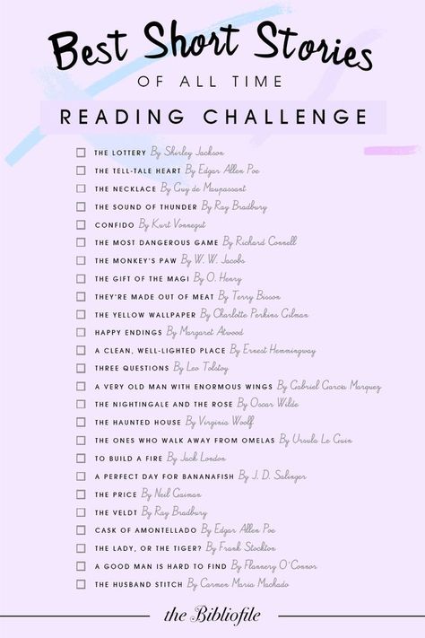 Best Short Stories of All Time: Reading Challenge – The Bibliofile #Fiction #Mystery #Reading #readingchallenge #ScienceFiction #ShortStories Short Stories To Read, Best Short Stories, Stories To Read, Book Challenge, Reading Stories, Book Suggestions, Reading Challenge, Interesting Ideas, Telling Stories