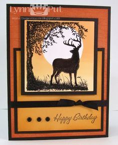 Nature's silhouettes ; Masculine card ; Birthday Nature Silhouettes, Nature Silhouette, Deer Cards, Men's Birthday, Painted Feathers, Sheena Douglass, Cards Masculine, Guy Cards, Sponging