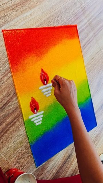 Diwali Rangoli Small Easy, Ideas For Rangoli, Rangoli For First Day Of Diwali, Easy Quick Rangoli Designs, Artistic Rangoli Design, New Rangoli Designs Easy, Easy Diya Rangoli, Diwali Best Rangoli, Diy Rangoli Ideas Easy