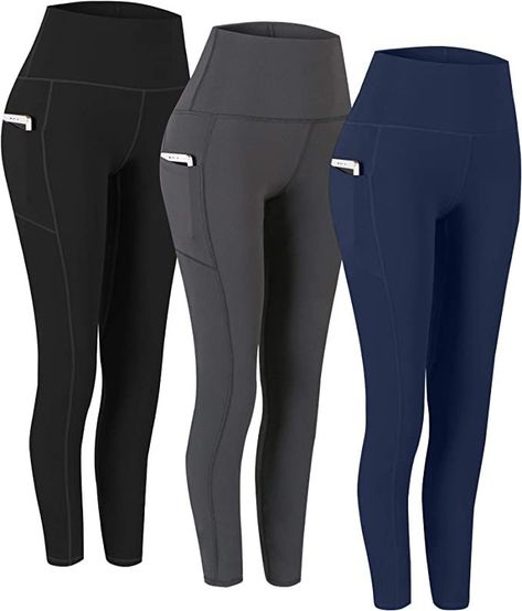 3 Pack High Waist Yoga Pants,Yoga Pants for Women Tummy Control Workout Pants 4 Way Stretch Leggings with Pockets. Workout Women, Yoga Pants With Pockets, Outfit Yoga, High Waist Yoga Pants, Leggings With Pockets, Best Leggings, Stretch Leggings, Pocket Leggings, Sport Pants