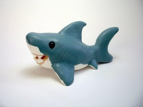 Wee Shark by QuernusCrafts, via Flickr Shark Out Of Clay, Shark Air Dry Clay, Clay Shark Easy, Shark Clay Sculpture, Clay Shark, Clay Date, Shark Sculpture, Shark Craft, Nemo Dory