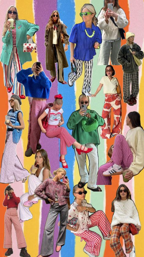 Vibrant Style Outfits, Fun Colourful Outfits, Colorful Maximalist Outfit, Mixed Patterns Outfit, Eccentric Outfits Street Style, Fun Colorful Outfits, Granola Woman, 2022 Aesthetic Outfits, Funky Style Outfits